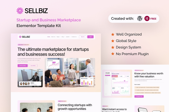 Sellbiz - Startup and Business Marketplace Elementor Template Kit