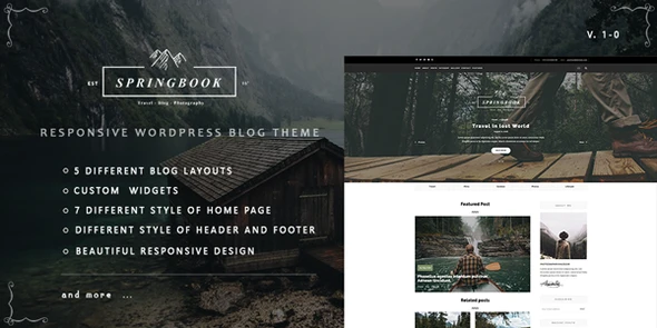 Springbook – Responsive WordPress Blog Travel Photography Theme
